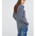 Mode personnalisé en gros Supersoft Curve Hem Stripe femmes Top